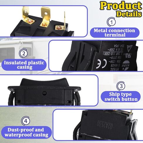 2 قطعة HY60C مفتاح الروك 3-Pin (ON-Off-ON) للمحركات والأدوات والمعدات الصناعية، 20A/125V ~ 15A/277V مفتاح عالي التحمل in Saudi Arabia