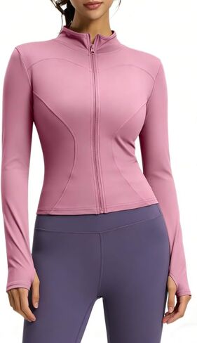 Athletic Jackets For Women Full Zip, Lightweight Long Sleeve Workout Jackets in Saudi Arabia