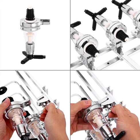 Akozon 4 Bottle Liquor Dispenser Wall Mounted Stand Bar, Multifunctional Accessory for Home Use in Saudi Arabia