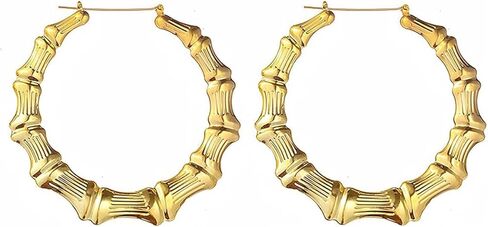 Bamboo Hoop Earrings for Women 90s Large Chunky Gold Hoop Earrings 80s 90s African Jewelry Party Custom Accessories in Saudi Arabia