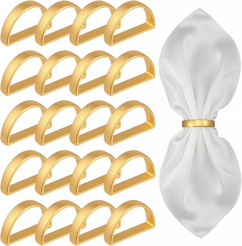 40 Pcs Gold Napkin Rings, Festival Metal Napkin Ring Holders for Table Settings Modern Napkins Rings Bulk for Thanksgiving Christmas Dinner Party Wedding Daily Use(Matte Gold Semicircle)(40) in Saudi Arabia