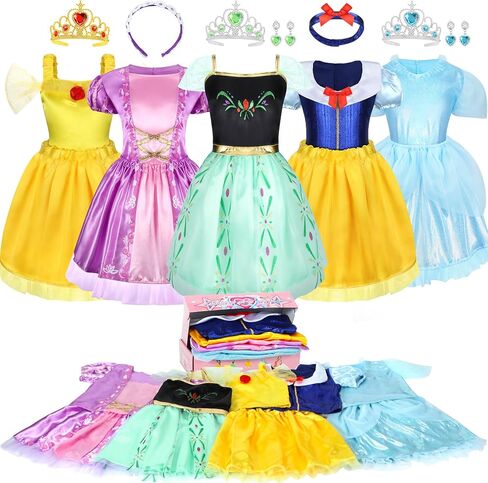 18 Pcs Princess Dress Up Clothes for Little Girls, Role Play Dress Up Princess Costume Gift Set, Princess Dress Up Toys for Toddler, Birthday Christmas Party Gifts for Girls Aged 3-6 Years Old Purple in Saudi Arabia