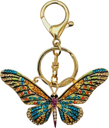 Opalescent Elephant Keychain for Women - Rhinestone Purse Charm with Gold Chain, Split Ring & Lobster Clip - 4.6" Long Bag Accessory in Saudi Arabia