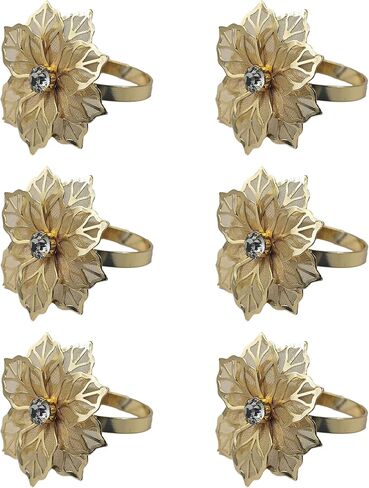 pson 6Pcs Hollow Out Flower Napkin Rings Holders for Wedding, Christmas, Thanksgiving Dinner, Banquet Table Decoration (Silver) in Saudi Arabia