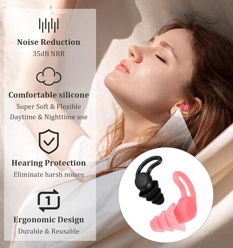 4 Pcs Kids Ear Plugs for Noise Reduction, Soft Silicone Ear Plugs for Kids & Adult, Sleeping, Travel, Concerts, Swimming (2 Colors) in Saudi Arabia