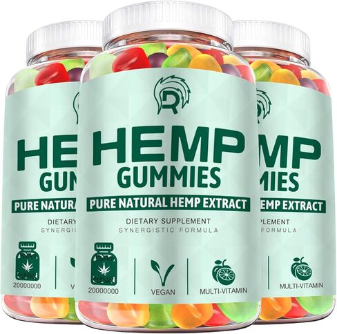 Hemp Gummies (3 Pack) for Sleep, Pain, Anxiety - High Potency Extra Strength Hemp Oil Gummies - Low Sugar Organic Bear Edible Candy Hеmp Supplement Gummy in Kuwait