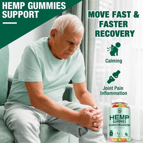 Hemp Gummies (3 Pack) for Sleep, Pain, Anxiety - High Potency Extra Strength Hemp Oil Gummies - Low Sugar Organic Bear Edible Candy Hеmp Supplement Gummy in Kuwait