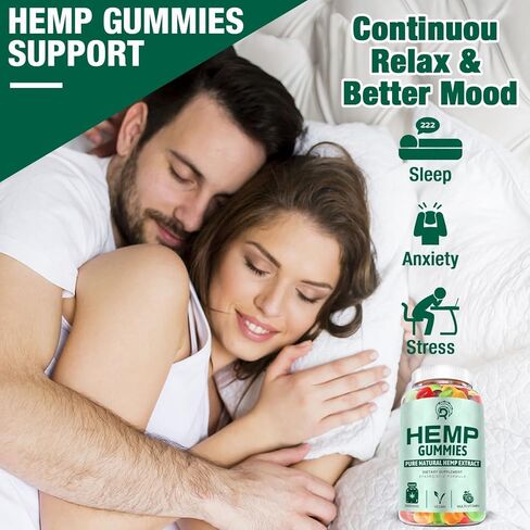Hemp Gummies (3 Pack) for Sleep, Pain, Anxiety - High Potency Extra Strength Hemp Oil Gummies - Low Sugar Organic Bear Edible Candy Hеmp Supplement Gummy in Kuwait