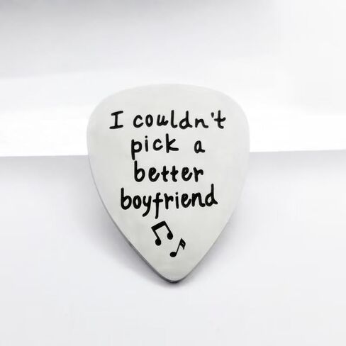 1pc Stainless Steel Guitar Pick Black PU Leather Keychain I Couldn't Pick A Better Boyfriend Festivals Anniversary Birthday Gift For Guitar Music Lovers Guitar Accessories in Saudi Arabia