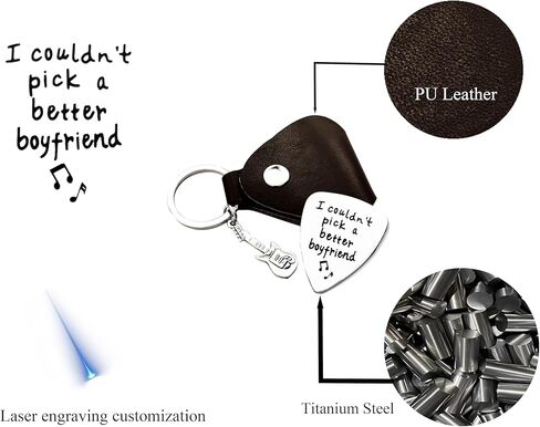 1pc Stainless Steel Guitar Pick Black PU Leather Keychain I Couldn't Pick A Better Boyfriend Festivals Anniversary Birthday Gift For Guitar Music Lovers Guitar Accessories in Saudi Arabia