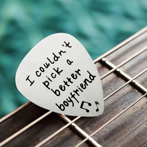 1pc Stainless Steel Guitar Pick Black PU Leather Keychain I Couldn't Pick A Better Boyfriend Festivals Anniversary Birthday Gift For Guitar Music Lovers Guitar Accessories in Saudi Arabia