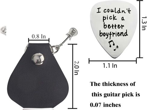 1pc Stainless Steel Guitar Pick Black PU Leather Keychain I Couldn't Pick A Better Boyfriend Festivals Anniversary Birthday Gift For Guitar Music Lovers Guitar Accessories in Saudi Arabia