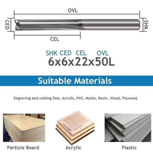 5pcs 6 * 22MM Carbide Two Flute Straight Slot Router Bit CNC Carving Engraving Tools for Milling Cutter in Saudi Arabia