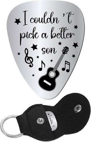 CREATCABIN I Pick You Always and Forever Guitar Pick Engraved Stainless Steel Guitar Plectrums with Leather Keychain Pouch for Valentines Acoustic Electric Rock Bass Musician Gifts 1.26 x 1 inch in Saudi Arabia