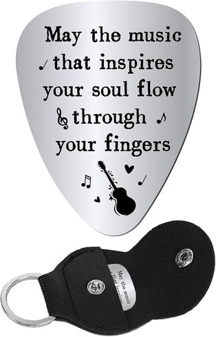 CREATCABIN I Pick You Always and Forever Guitar Pick Engraved Stainless Steel Guitar Plectrums with Leather Keychain Pouch for Valentines Acoustic Electric Rock Bass Musician Gifts 1.26 x 1 inch in Saudi Arabia