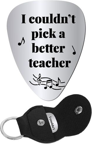 CREATCABIN I Pick You Always and Forever Guitar Pick Engraved Stainless Steel Guitar Plectrums with Leather Keychain Pouch for Valentines Acoustic Electric Rock Bass Musician Gifts 1.26 x 1 inch in Saudi Arabia