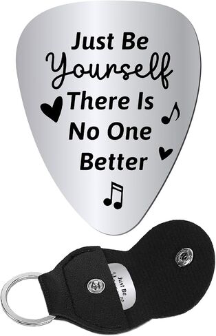 CREATCABIN I Pick You Always and Forever Guitar Pick Engraved Stainless Steel Guitar Plectrums with Leather Keychain Pouch for Valentines Acoustic Electric Rock Bass Musician Gifts 1.26 x 1 inch in Saudi Arabia