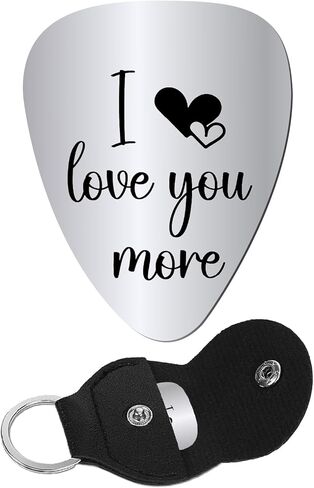 CREATCABIN I Pick You Always and Forever Guitar Pick Engraved Stainless Steel Guitar Plectrums with Leather Keychain Pouch for Valentines Acoustic Electric Rock Bass Musician Gifts 1.26 x 1 inch in Saudi Arabia