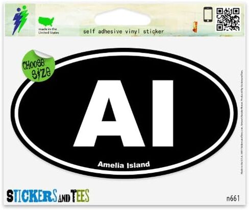 ملصق نافذة السيارة من AI Amelia Island بيضاوي أسود من الفينيل مقاس 5 بوصة × 3 بوصة in Saudi Arabia
