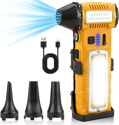 Compressed Air Duster, 2 Gear Adjustable 110000RPM Electric Air Duster with LED Light, 8000mAh Rechargeable Battery, Powerful Dusters for Cleaning Keyboard, Computer, Car, Outdoor, Air Bed in Kuwait