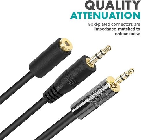 Movo MV-RC300 3.5mm TRS to TRS Line to Microphone Attenuator Cable (-25dB) with Headphone Monitoring for DSLR's, Zoom, Tascam, Mixers, and More in Saudi Arabia