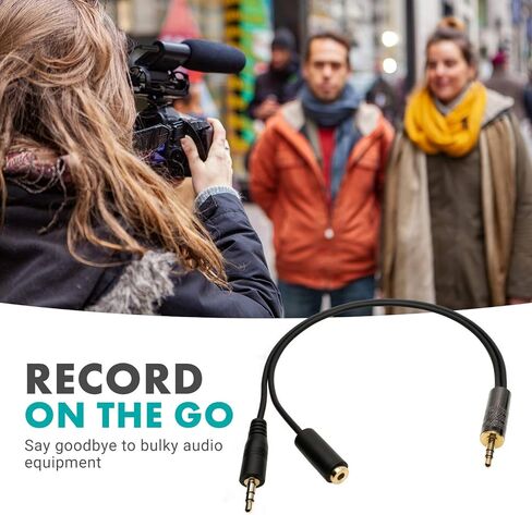 Movo MV-RC300 3.5mm TRS to TRS Line to Microphone Attenuator Cable (-25dB) with Headphone Monitoring for DSLR's, Zoom, Tascam, Mixers, and More in Saudi Arabia