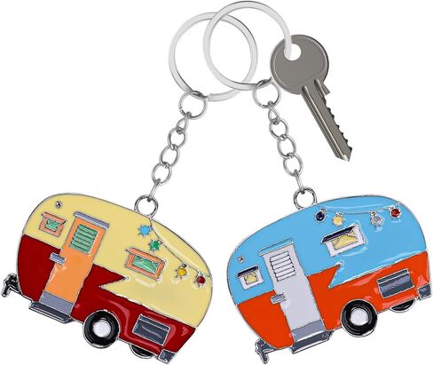 2 Pcs RV Camper Keychain, Camper Keyring Accessories Trailers Retro Camping Car Keychain for Camping Decor RV Travel Trip Souvenirs in Saudi Arabia