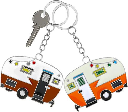 2 Pcs RV Camper Keychain, Camper Keyring Accessories Trailers Retro Camping Car Keychain for Camping Decor RV Travel Trip Souvenirs in Saudi Arabia