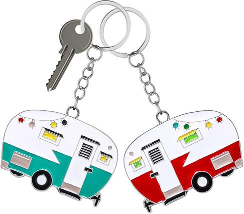 2 Pcs RV Camper Keychain, Camper Keyring Accessories Trailers Retro Camping Car Keychain for Camping Decor RV Travel Trip Souvenirs in Saudi Arabia