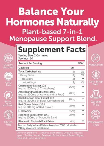 Lunakai USA Made Menopause Relief Gummies – Natural Menopause Supplements for Women with Black Cohosh & L-Theanine – Daily Support for Hot Flashes, Night Sweats & Hormonal Balance, 60ct in Kuwait