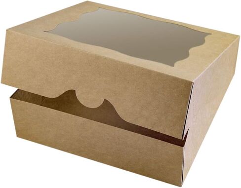 CHERRY 9"x9"x3"Brown Bakery Boxes with PVC Window for Pie and Cookies Boxes Small Natural Kraft Paper Box 9x9x3inch,Pack of 12 in Saudi Arabia
