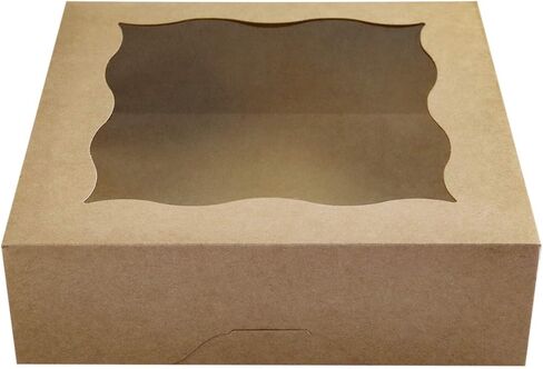 CHERRY 9"x9"x3"Brown Bakery Boxes with PVC Window for Pie and Cookies Boxes Small Natural Kraft Paper Box 9x9x3inch,Pack of 12 in Saudi Arabia