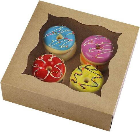 CHERRY 9"x9"x3"Brown Bakery Boxes with PVC Window for Pie and Cookies Boxes Small Natural Kraft Paper Box 9x9x3inch,Pack of 12 in Saudi Arabia
