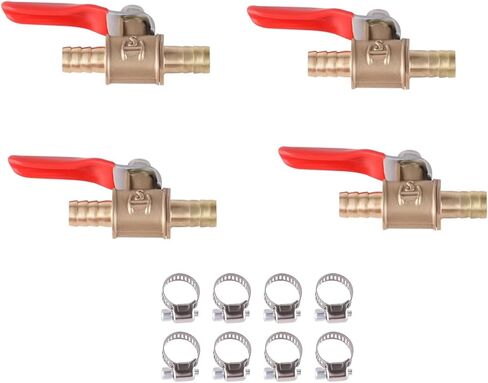 4 قطعة صمام كروي نحاسي صغير، 3/8 بوصة خرطوم بارب × 3/8 بوصة خرطوم بارب، صمام إيقاف الوقود لزيت خط الوقود والهواء المائي in Kuwait