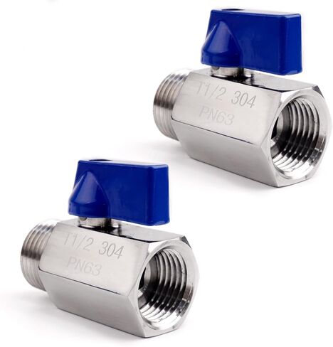 2 قطعة صمام كروي صغير، 1/2 بوصة NPT خيط 304 صمام إغلاق للإناث والذكور من الفولاذ المقاوم للصدأ in Kuwait