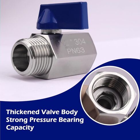2 قطعة صمام كروي صغير، 1/2 بوصة NPT خيط 304 صمام إغلاق للإناث والذكور من الفولاذ المقاوم للصدأ in Kuwait