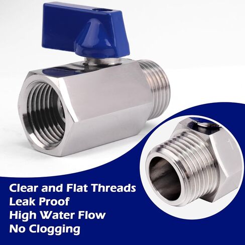 2 قطعة صمام كروي صغير، 1/2 بوصة NPT خيط 304 صمام إغلاق للإناث والذكور من الفولاذ المقاوم للصدأ in Kuwait