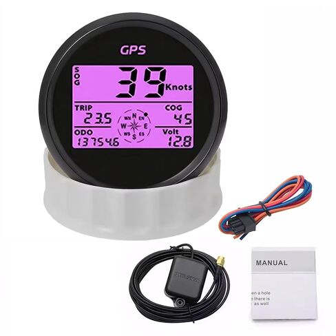عداد السرعة الرقمي GPS 85 ملم للسيارة والقارب والدراجات النارية - 8 ألوان خلفية (أسود) in Kuwait