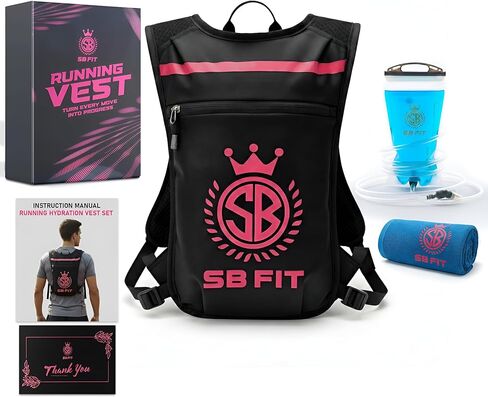 سترة ترطيب الجري SBFIT للرجال والنساء - خفيفة الوزن - حقيبة ظهر قابلة للتنفس ومقاومة للعرق مع مثانة مياه معزولة سعة 1.5 لتر ومنشفة - مثالية للركض والجري in Saudi Arabia