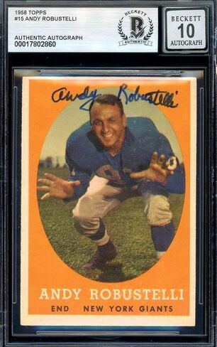Andy Robustelli Gem Mint 10 Beckett BAS Signed 1958 Topps Autograph - NFL Autographed Football Cards in Saudi Arabia