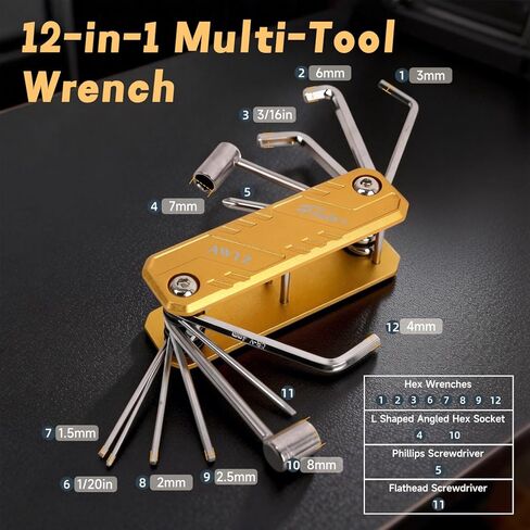 FOALS AW12 12-in-1 Guitar Multi-Functional Tool for Guitar & Bass Setup – Aluminum Pocket Repair Tool with Hex Keys, Screwdrivers & Truss Rod Wrench, Includes Carrying Case in Saudi Arabia