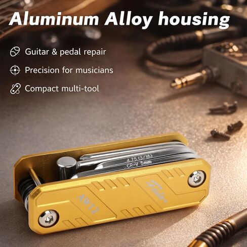 FOALS AW12 12-in-1 Guitar Multi-Functional Tool for Guitar & Bass Setup – Aluminum Pocket Repair Tool with Hex Keys, Screwdrivers & Truss Rod Wrench, Includes Carrying Case in Saudi Arabia