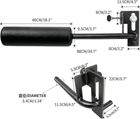 Nordic Leg Roller Attachment for Power Rack, Bulgarian Split Squat Roller, Hamstring Curl ,Core Workout Equipment Home Gym Workout Accessories for Squat Rack Accessories in Kuwait