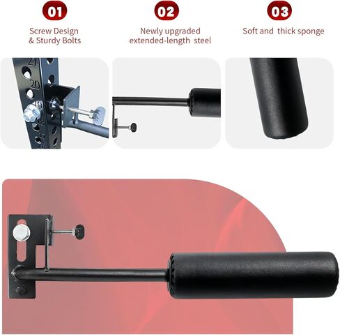 Nordic Leg Roller Attachment for Power Rack, Bulgarian Split Squat Roller, Hamstring Curl ,Core Workout Equipment Home Gym Workout Accessories for Squat Rack Accessories in Kuwait