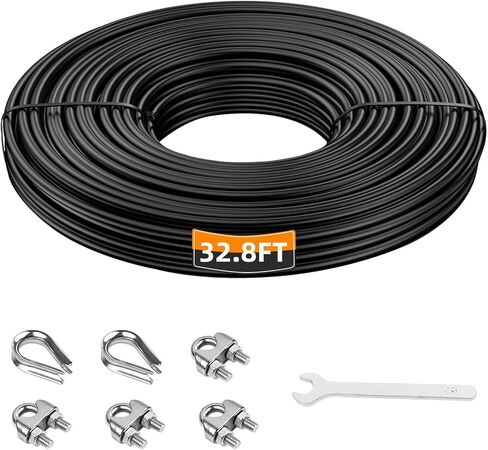 استبدال كابل بكرة كابل الصالة الرياضية LFJ لآلة البكرة حبل سلك فولاذي شديد التحمل 32.8/65.6/98.4 قدم لنظام بكرة رفع الأثقال، كابل فولاذي لصالة الألعاب الرياضية، سميك 5 مم، مطلي بمادة TPU in Kuwait