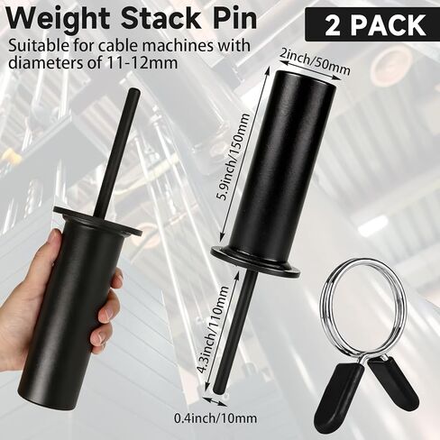 2 Pack Gym Pin with Spring Clip Collar, Weight Stack Pin Extender, Gym Pins for Weight Stack Machine, Weight Pins for Weight Stack, Strength Training Equipment for Commercial Gym and Home Gym in Kuwait