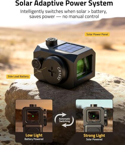 CVLIFE BearMight Solar Enclosed Green Dot Sight for ACRO, 3 MOA Dot with Auto-Brightness & Motion Awake, 5000G Shockproof for Compact Pistols, Includes Adapters for RMR/RMS/RMSc/Picatinny in Saudi Arabia