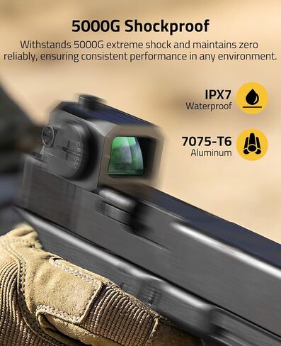 CVLIFE BearMight Solar Enclosed Green Dot Sight for ACRO, 3 MOA Dot with Auto-Brightness & Motion Awake, 5000G Shockproof for Compact Pistols, Includes Adapters for RMR/RMS/RMSc/Picatinny in Saudi Arabia