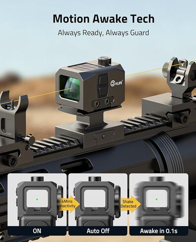 CVLIFE BearMight Solar Enclosed Green Dot Sight for ACRO, 3 MOA Dot with Auto-Brightness & Motion Awake, 5000G Shockproof for Compact Pistols, Includes Adapters for RMR/RMS/RMSc/Picatinny in Saudi Arabia