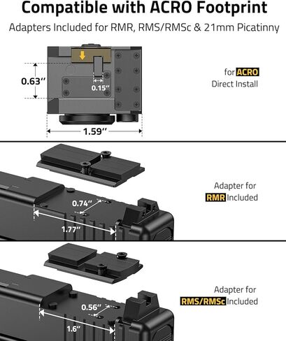 CVLIFE BearMight Solar Enclosed Green Dot Sight for ACRO, 3 MOA Dot with Auto-Brightness & Motion Awake, 5000G Shockproof for Compact Pistols, Includes Adapters for RMR/RMS/RMSc/Picatinny in Saudi Arabia